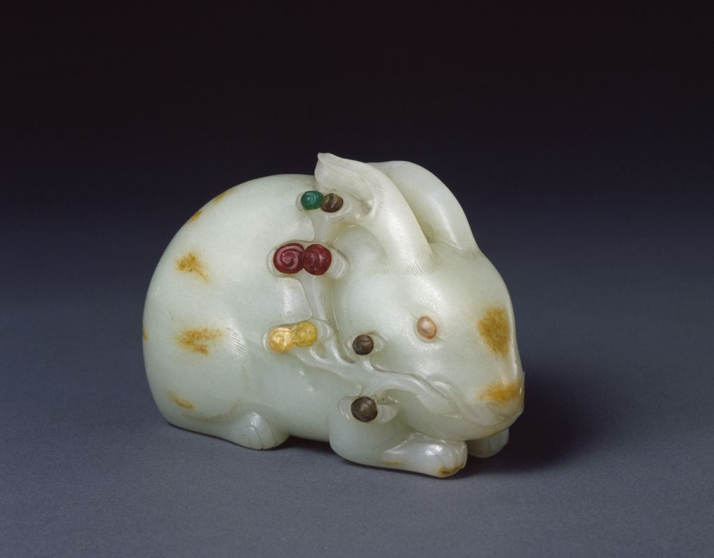 图片[1]-Sapphire inlaid with gemstone lying rabbit-China Archive